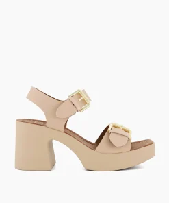 Shop Jenies - Blush Block Heeled Sandals