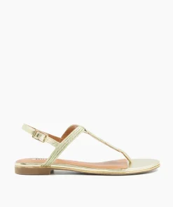Best Sale Logics - Gold Flat Sandals